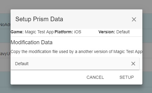Setup Modification Data